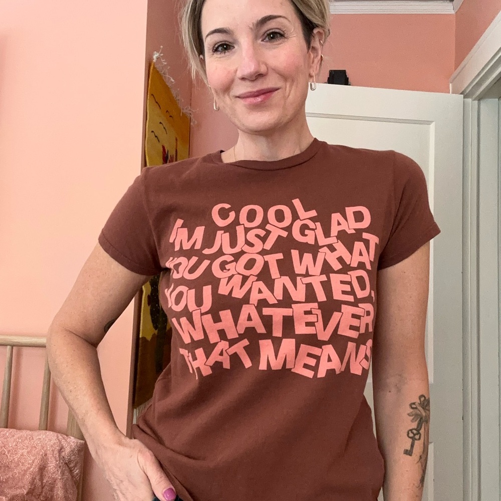 MOTHER “I’m Just Glad” The lil Goodie Goodie soft brown tee NWT XS - Picture 2 of 11